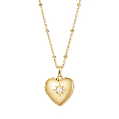 Evesaddiction Custom Birthstone Heart Locket - Gold / April