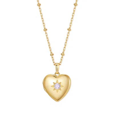 Evesaddiction Custom Birthstone Heart Locket - Gold / June