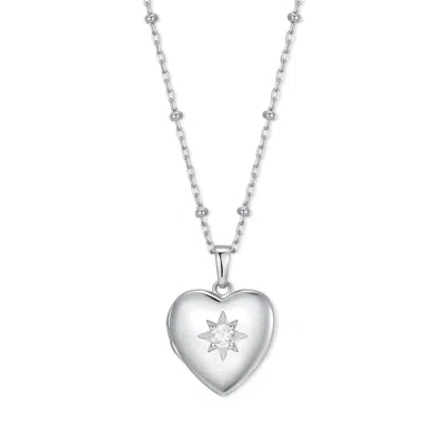 Evesaddiction Custom Birthstone Heart Locket - Silver / April In Metallic