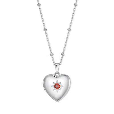 Evesaddiction Custom Birthstone Heart Locket - Silver / January In Gray