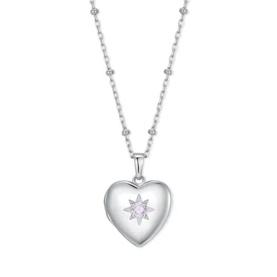 Evesaddiction Custom Birthstone Heart Locket - Silver / July