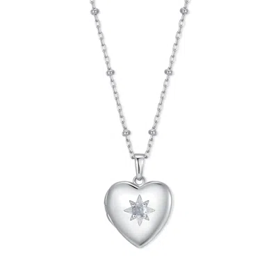 Evesaddiction Custom Birthstone Heart Locket - Silver / March In Metallic