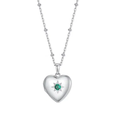 Evesaddiction Custom Birthstone Heart Locket - Silver / May In Metallic