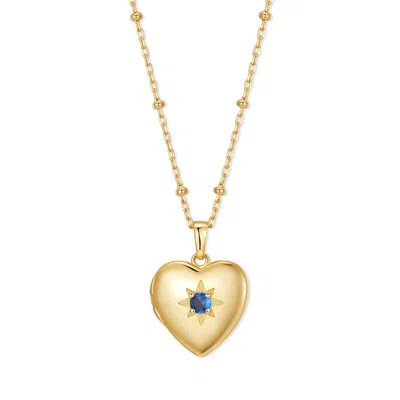 Evesaddiction Custom Birthstone Heart Locket - Gold / September
