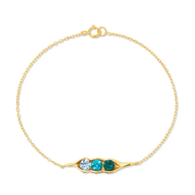 Evesaddiction Custom Birthstone Pea In A Pod Bracelet In Gold