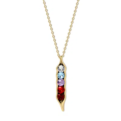Evesaddiction Custom Birthstone Pea In A Pod Necklace - Gold / 5 In Multi