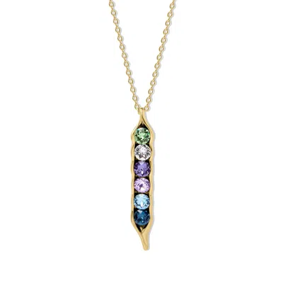 Evesaddiction Custom Birthstone Pea In A Pod Necklace - Gold / 6 In Multi