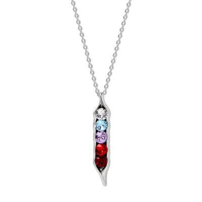 Evesaddiction Custom Birthstone Pea In A Pod Necklace - Silver / 5