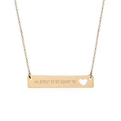 Evesaddiction Custom Coordinate 14k Gold Heart Cut Out Name Bar Necklace
