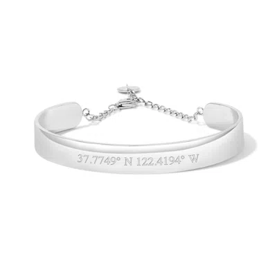 Evesaddiction Custom Coordinate Adjustable Cuff Bracelet - Silver