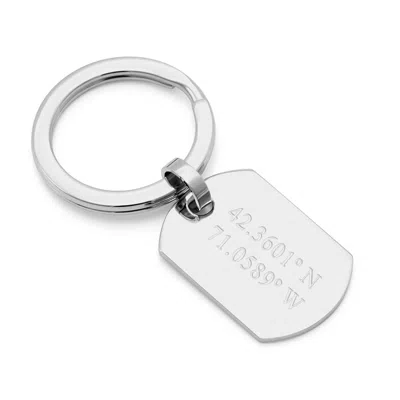 Evesaddiction Custom Coordinate Dog Tag Keychain-horz. 2 Line Coordinate