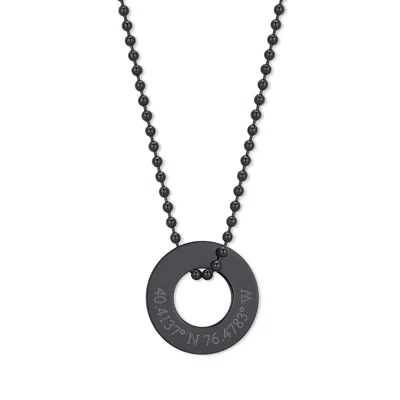 Evesaddiction Custom Coordinate Men's Black Stainless Steel Circle Pendant - 18 Inches