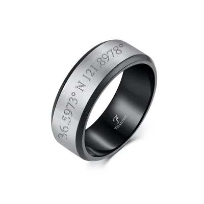 Evesaddiction Custom Coordinate Men's Brushed Silver And Black Titanium Band - 9