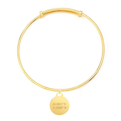 Evesaddiction Custom Coordinate Round Tag Adjustable Gold Bracelet-2 Line Coordinate