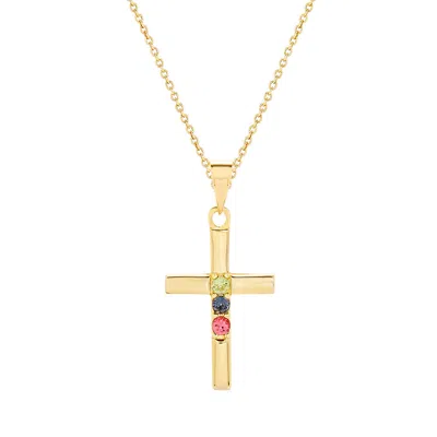 Evesaddiction Custom Cross Birthstone Pendant - Gold / 3