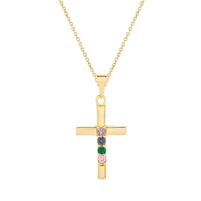 Evesaddiction Custom Cross Birthstone Pendant - Gold / 4