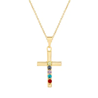 Evesaddiction Custom Cross Birthstone Pendant - Gold / 5