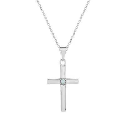 Evesaddiction Custom Cross Birthstone Pendant - Silver / 1