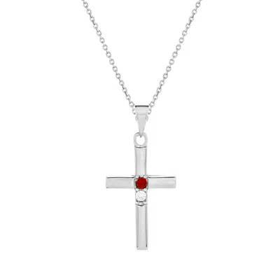 Evesaddiction Custom Cross Birthstone Pendant - Silver / 2