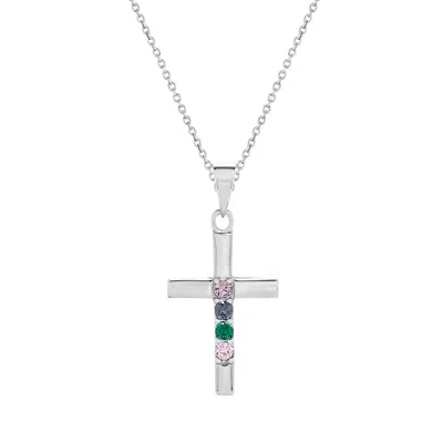 Evesaddiction Custom Cross Birthstone Pendant - Silver / 4
