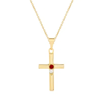 Evesaddiction Custom Cross Birthstone Pendant - Gold / 2