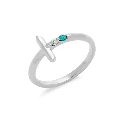 Evesaddiction Custom Cross Birthstone Ring - Silver / 2 / 5 In Metallic