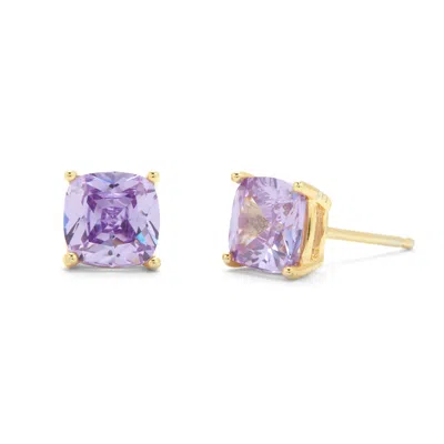 Evesaddiction Custom Cushion Cut Birthstone Earrings In Gold