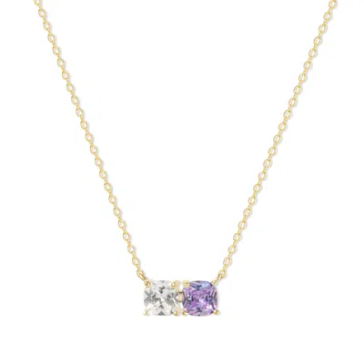 Evesaddiction Custom Cushion Cut Birthstone Necklace - Gold