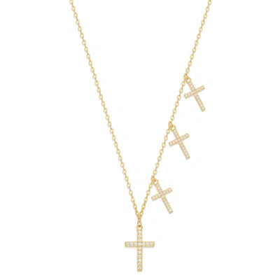 Evesaddiction Custom Cz Cross Station Necklace - Gold / 3