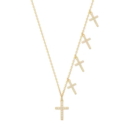 Evesaddiction Custom Cz Cross Station Necklace - Gold / 4
