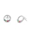 Evesaddiction Custom Eternity Circle Birthstone Earrings - Silver / 4 In Metallic