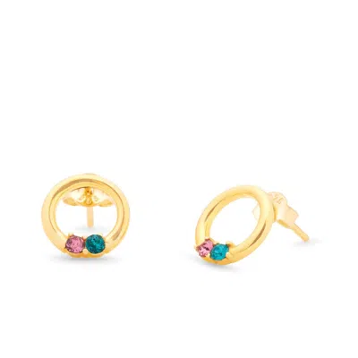 Evesaddiction Custom Eternity Circle Birthstone Earrings - Gold / 2