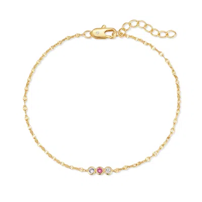 Evesaddiction Custom Family Bezel Birthstone Bracelet - Gold / 3