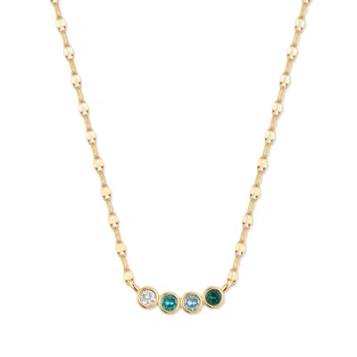 Evesaddiction Custom Family Bezel Birthstone Necklace - Gold / 4