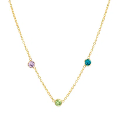 Evesaddiction Custom Floating Bezel Set Birthstone Necklace - Gold / 3