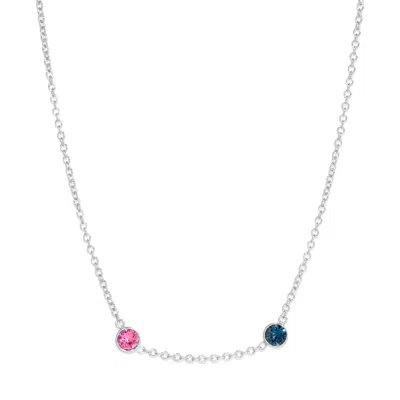 Evesaddiction Custom Floating Bezel Set Birthstone Necklace - Silver / 1