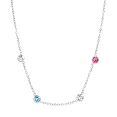 Evesaddiction Custom Floating Bezel Set Birthstone Necklace - Silver / 4
