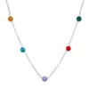 Evesaddiction Custom Floating Bezel Set Birthstone Necklace - Silver / 5