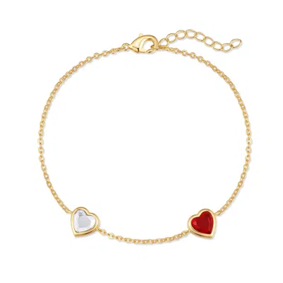 Evesaddiction Custom Floating Heart Birthstone Bracelet - Gold / 2