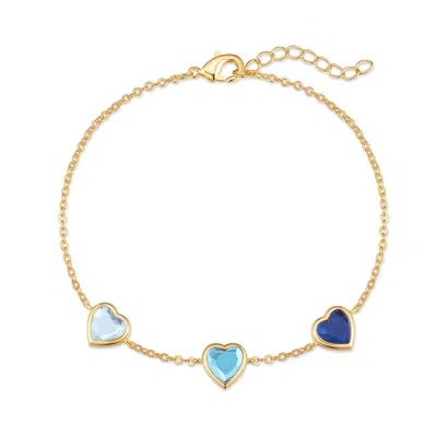 Evesaddiction Custom Floating Heart Birthstone Bracelet - Gold / 3