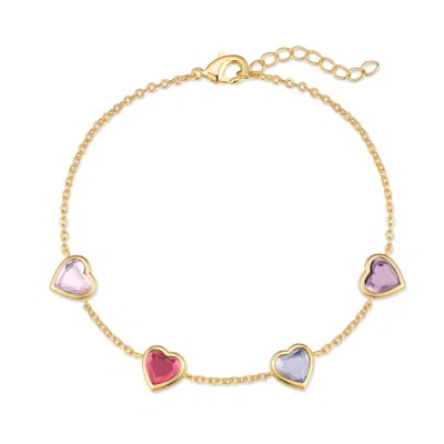 Evesaddiction Custom Floating Heart Birthstone Bracelet - Gold / 4