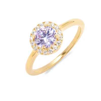 Evesaddiction Custom Gold Birthstone Cz Halo Ring