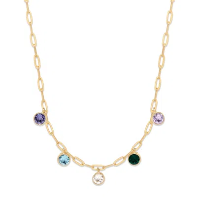 Evesaddiction Custom Gold Paperclip Chain Birthstone Charm Necklace - 5