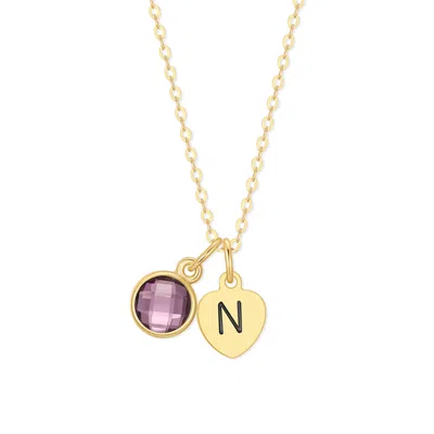 Evesaddiction Custom Hand Stamped Mini Initial Birthstone Necklace - February [amethyst] / Heart