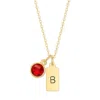 Evesaddiction Custom Hand Stamped Mini Initial Birthstone Necklace - July [ruby] / Rectangle