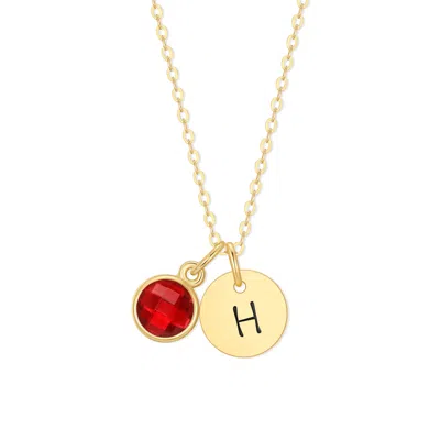 Evesaddiction Custom Hand Stamped Mini Initial Birthstone Necklace - July [ruby] / Round