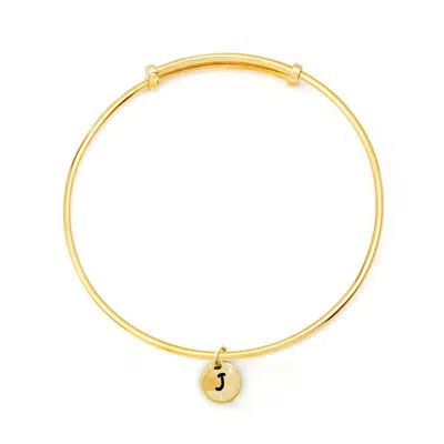 Evesaddiction Custom Hand Stamped Mini Initial Gold Bangle Bracelet - 1