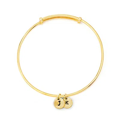 Evesaddiction Custom Hand Stamped Mini Initial Gold Bangle Bracelet - 2