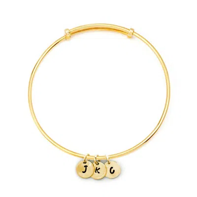 Evesaddiction Custom Hand Stamped Mini Initial Gold Bangle Bracelet - 3