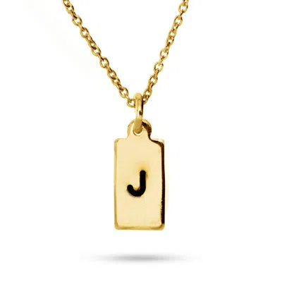 Evesaddiction Custom Hand Stamped Rectangle Tag Mini Initial Necklace - Gold / 1